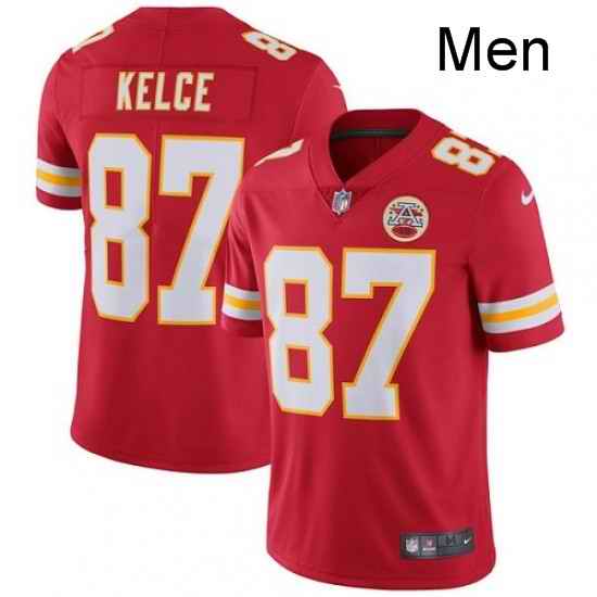 Men Nike Kansas City Chiefs 87 Travis Kelce Red Team Color Vapor Untouchable Limited Player NFL Jersey